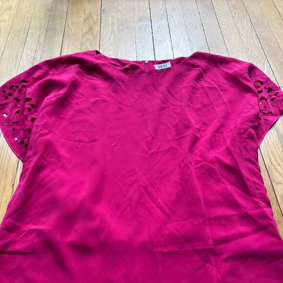 Rene Ruiz Size 16 NEW Hot Berry Pink Cocktail Lace Cutout Cap Sleeve Crepe Dress - Picture 6 of 11